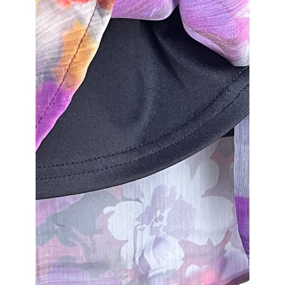 Christopher & Banks Women's Size 1X Purple Floral Print Long Sheer Sleeve Blouse - Picture 7 of 7